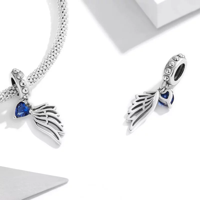 (imagen para) Pendiente colgante de estilo Pandora con alas abiertas - SCC2071 - Ver 4