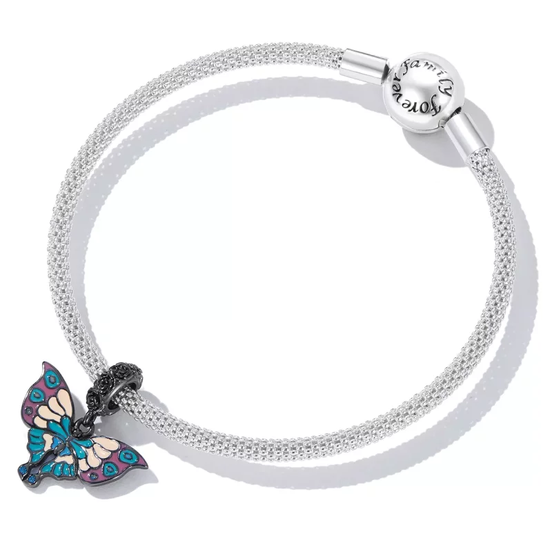 (imagen para) Pendiente colgante de estilo Pandora con mariposa artística - SCC2240 - Ver 5