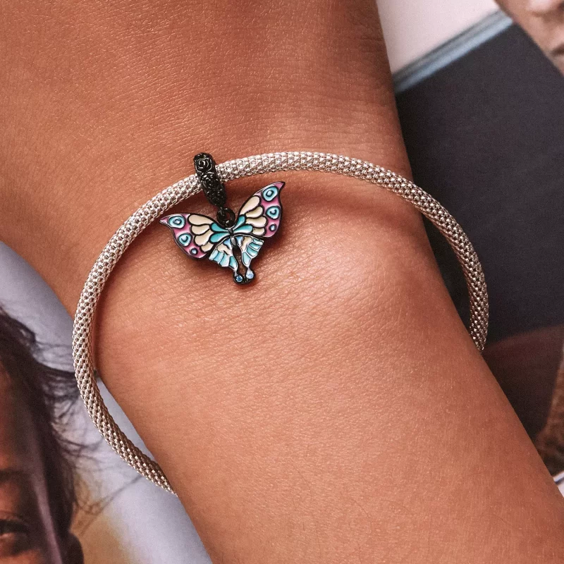 (imagen para) Pendiente colgante de estilo Pandora con mariposa artística - SCC2240 - Ver 6