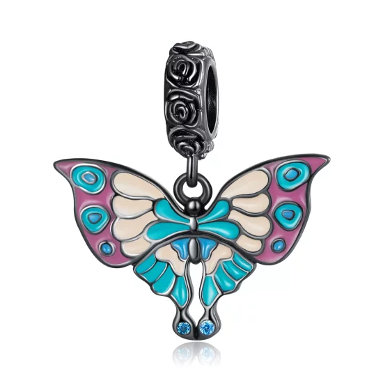 (imagen para) Pendiente colgante de estilo Pandora con mariposa artística - SCC2240