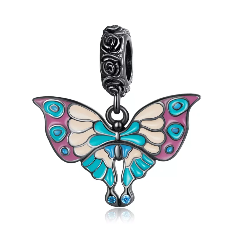 (imagen para) Pendiente colgante de estilo Pandora con mariposa artística - SCC2240