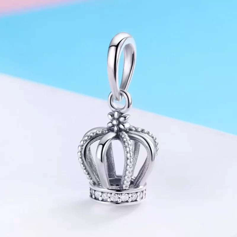 (imagen para) Pendiente colgante de estilo Pandora en plata con elegante corona - SCC781 - Ver 2