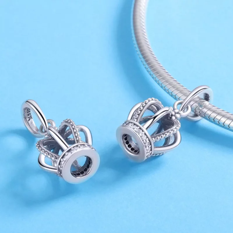 (imagen para) Pendiente colgante de estilo Pandora en plata con elegante corona - SCC781 - Ver 4