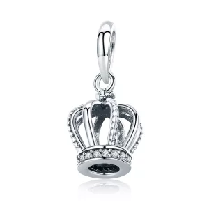 (imagen para) Pendiente colgante de estilo Pandora en plata con elegante corona - SCC781