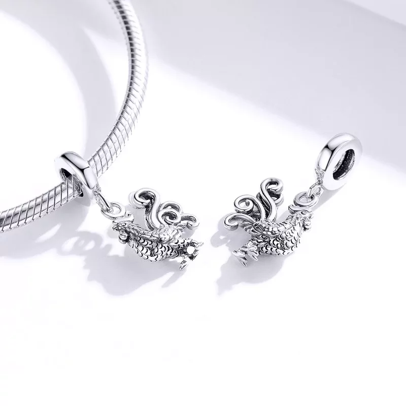 (imagen para) Pendiente colgante de gallo valiente en estilo Pandora de plata - SCC1337 - Ver 4