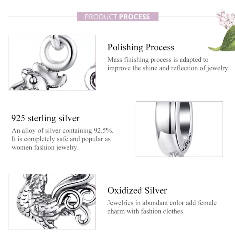 (imagen para) Pendiente colgante de gallo valiente en estilo Pandora de plata - SCC1337 - Ver 8