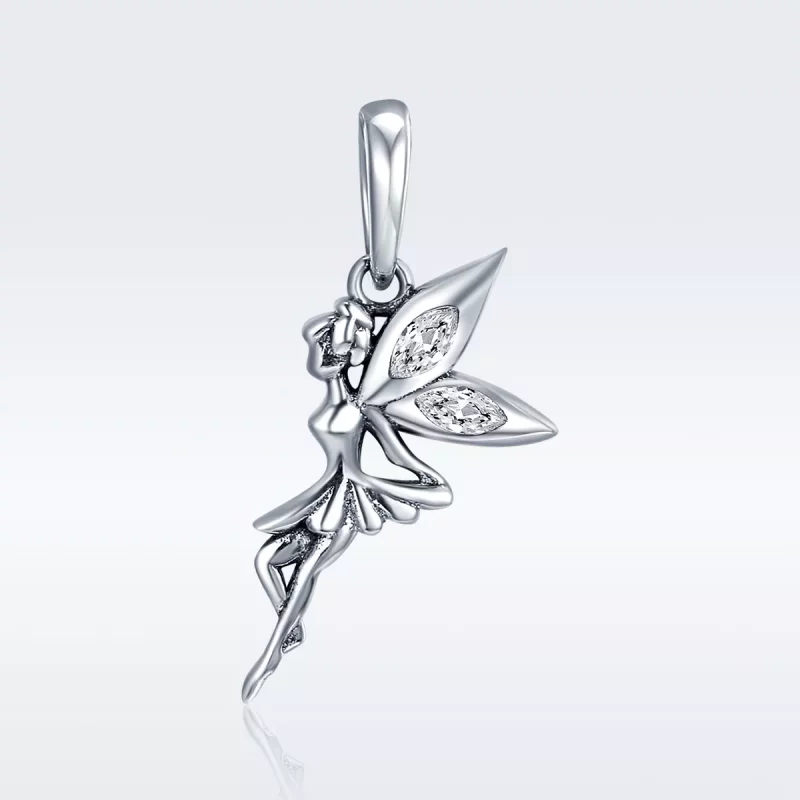 (imagen para) Pendiente colgante de hada de flores blancas de estilo Pandora - SCC359 - Ver 2