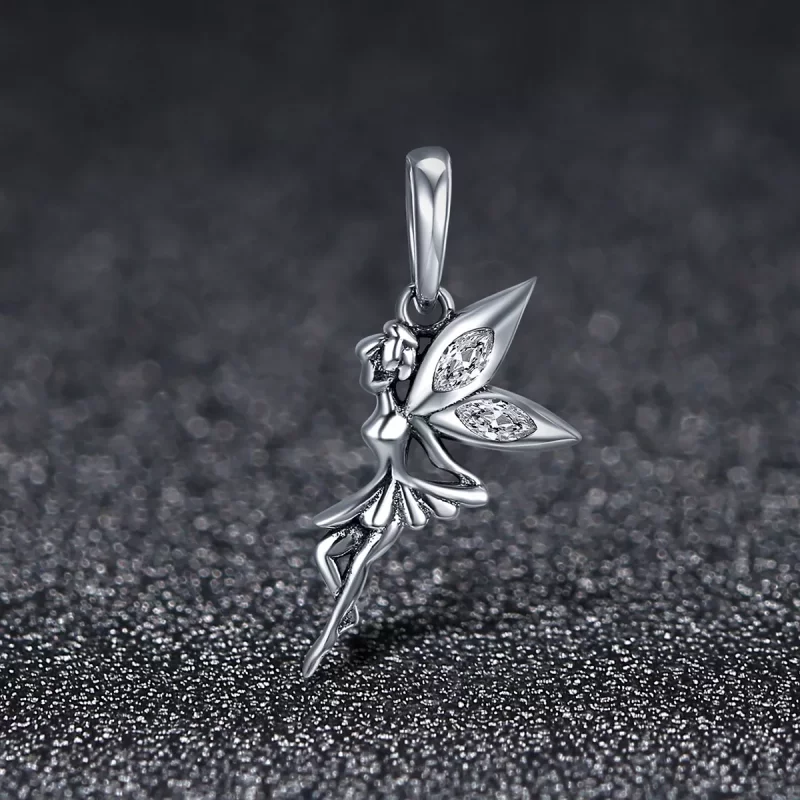 (imagen para) Pendiente colgante de hada de flores blancas de estilo Pandora - SCC359 - Ver 3
