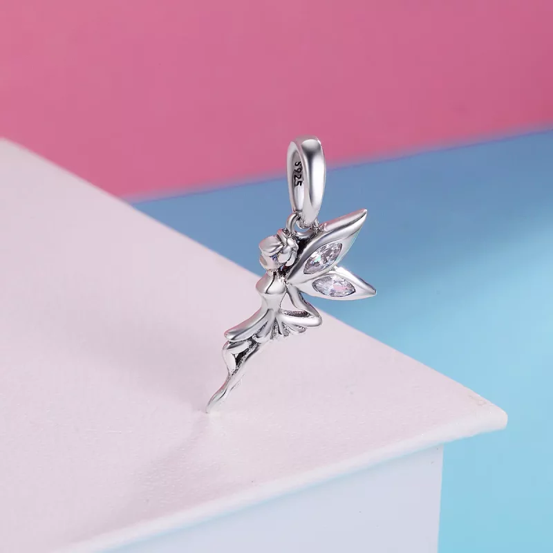 (imagen para) Pendiente colgante de hada de flores blancas de estilo Pandora - SCC359 - Ver 4