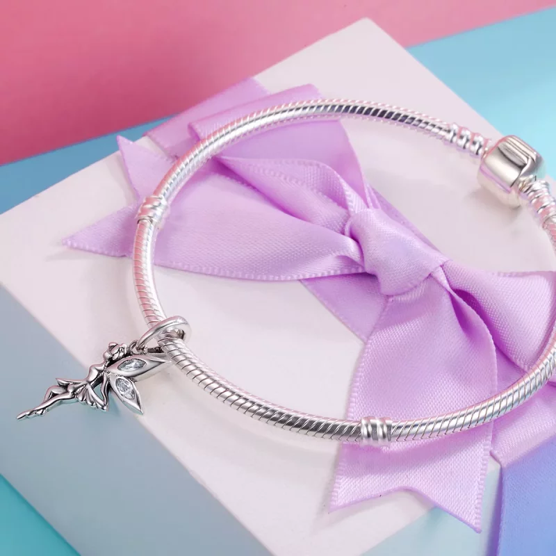 (imagen para) Pendiente colgante de hada de flores blancas de estilo Pandora - SCC359 - Ver 5