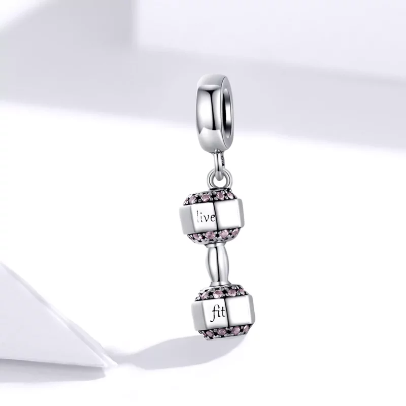 (imagen para) Pendiente colgante de mancuerna de plata estilo Pandora - SCC1340 - Ver 2