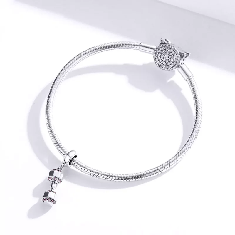 (imagen para) Pendiente colgante de mancuerna de plata estilo Pandora - SCC1340 - Ver 3