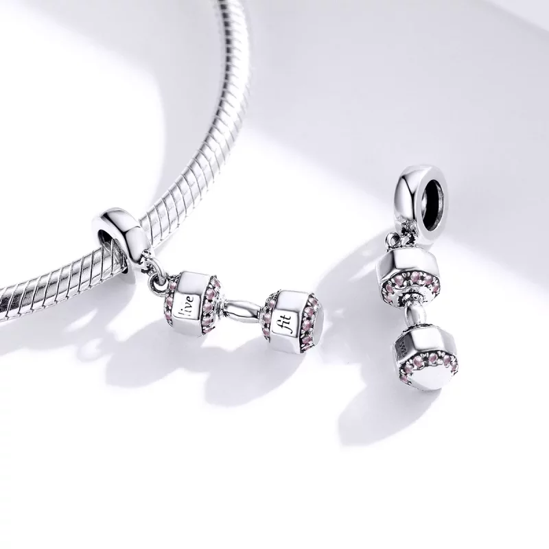 (imagen para) Pendiente colgante de mancuerna de plata estilo Pandora - SCC1340 - Ver 4
