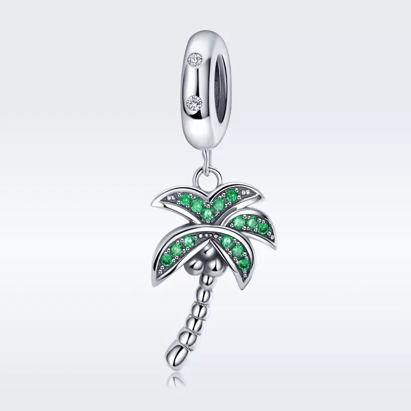 (imagen para) Pendiente colgante de palmera plateada estilo Pandora - SCC697 - Ver 3