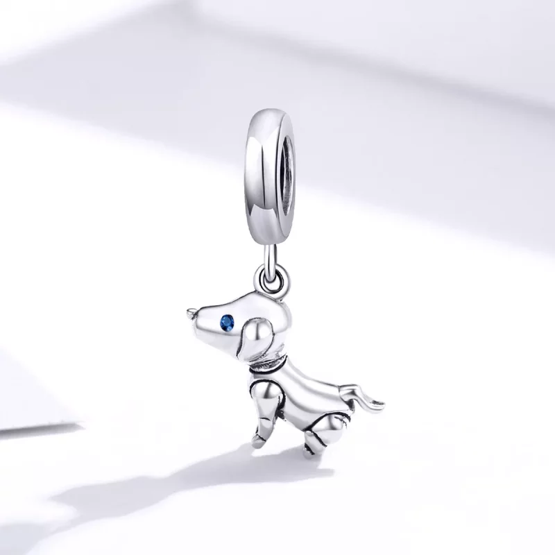(imagen para) Pendiente colgante de perro robot de estilo Pandora en plata - SCC1468 - Ver 2