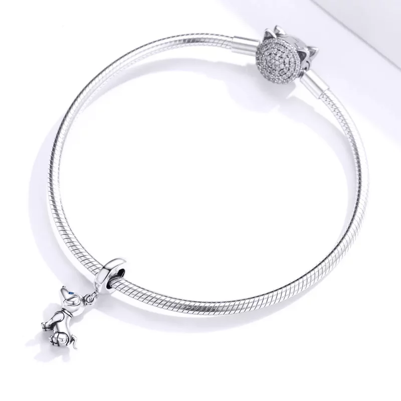 (imagen para) Pendiente colgante de perro robot de estilo Pandora en plata - SCC1468 - Ver 3