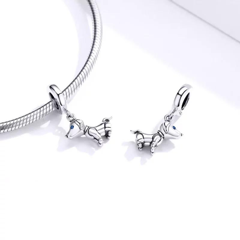 (imagen para) Pendiente colgante de perro robot de estilo Pandora en plata - SCC1468 - Ver 4