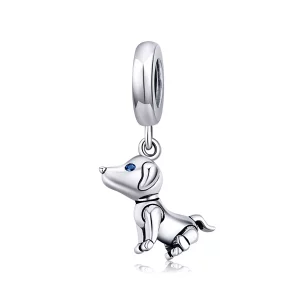 (imagen para) Pendiente colgante de perro robot de estilo Pandora en plata - SCC1468