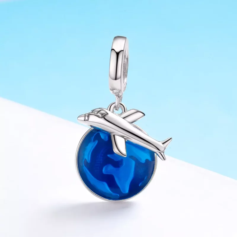 (imagen para) Pendiente colgante de plata estilo Pandora Viaje alrededor del mundo - SCC664 - Ver 3