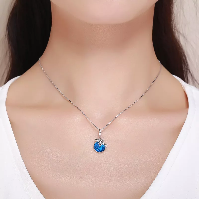 (imagen para) Pendiente colgante de plata estilo Pandora Viaje alrededor del mundo - SCC664 - Ver 6