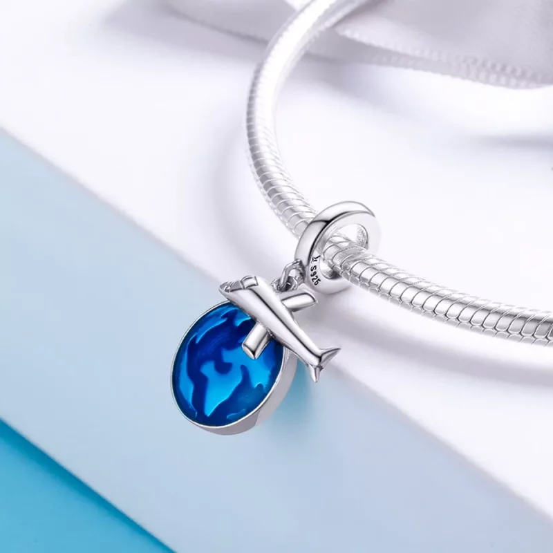 (imagen para) Pendiente colgante de plata estilo Pandora Viaje alrededor del mundo - SCC664 - Ver 7