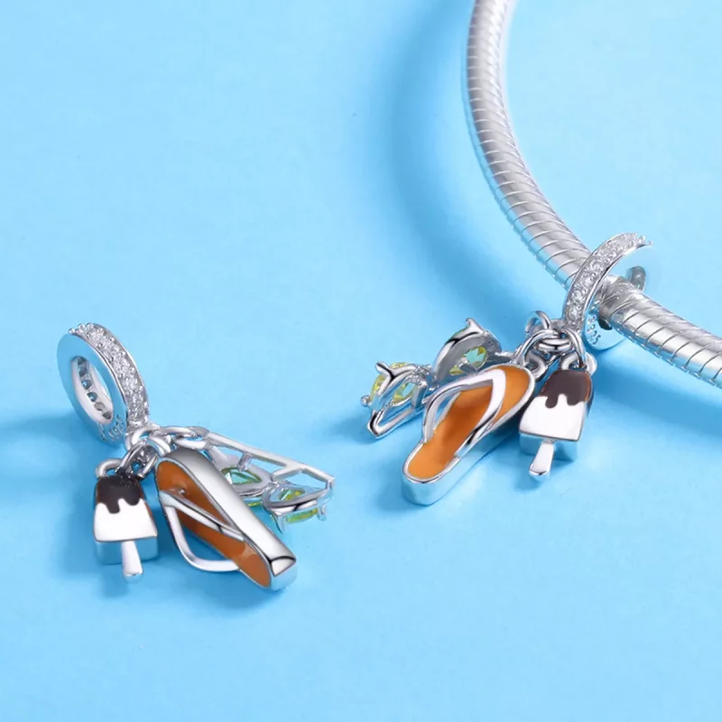 (imagen para) Pendiente colgante de verano agradable de estilo Pandora en plata - SCC770 - Ver 4
