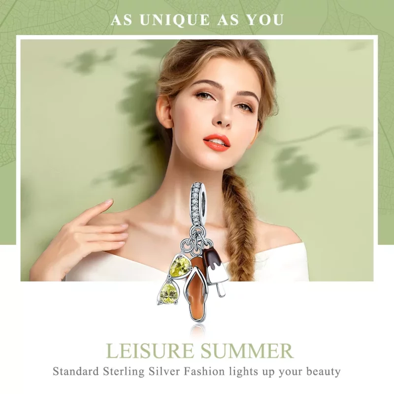 (imagen para) Pendiente colgante de verano agradable de estilo Pandora en plata - SCC770 - Ver 6