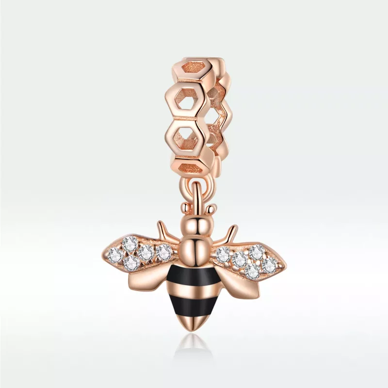 (imagen para) Pendiente colgante estilo Pandora con abejita en dorado rosa - BSC370 - Ver 5