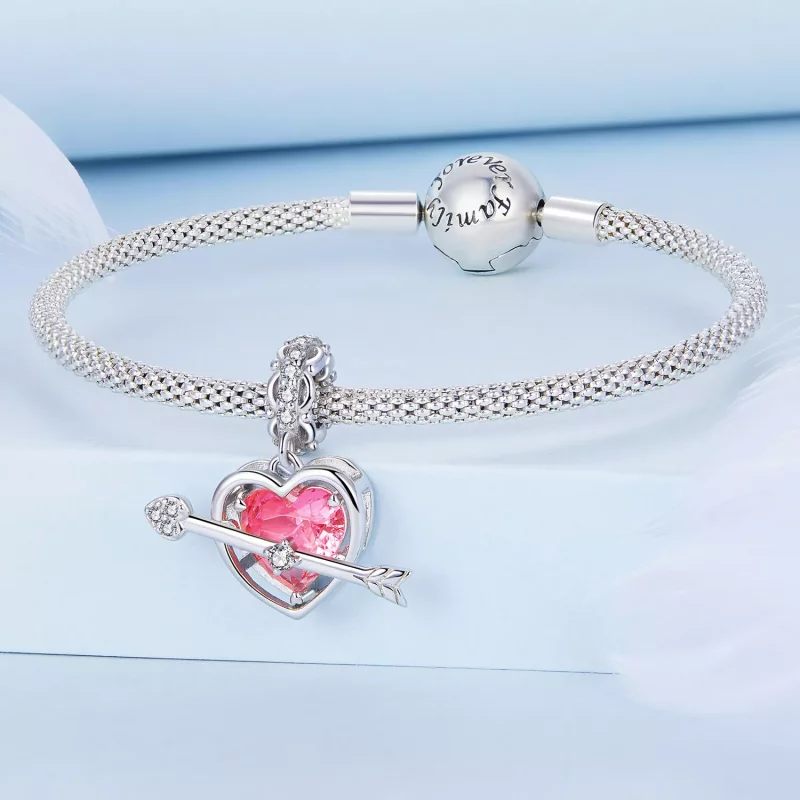 (imagen para) Pendiente colgante estilo Pandora con corazón perforado - BSC680 - Ver 3