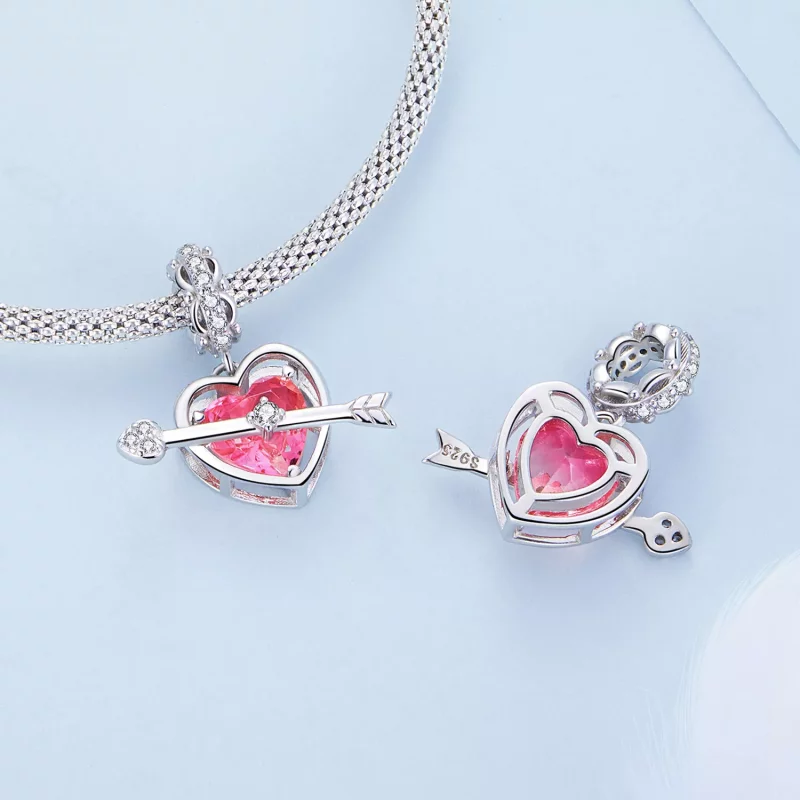 (imagen para) Pendiente colgante estilo Pandora con corazón perforado - BSC680 - Ver 4