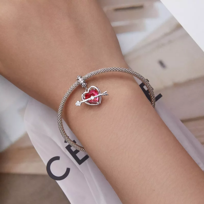 (imagen para) Pendiente colgante estilo Pandora con corazón perforado - BSC680 - Ver 5