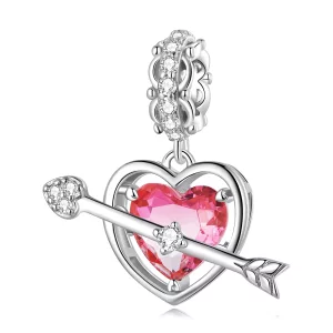(imagen para) Pendiente colgante estilo Pandora con corazón perforado - BSC680