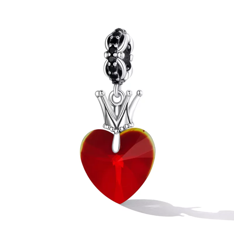 (imagen para) Pendiente colgante estilo Pandora con corazón y corona - SCC2247 - Ver 2