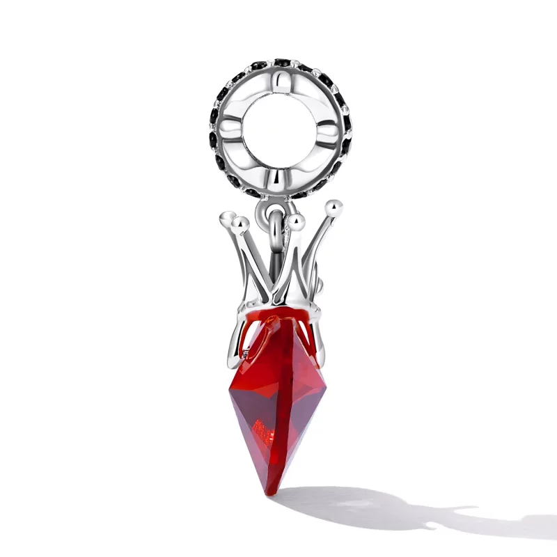 (imagen para) Pendiente colgante estilo Pandora con corazón y corona - SCC2247 - Ver 3