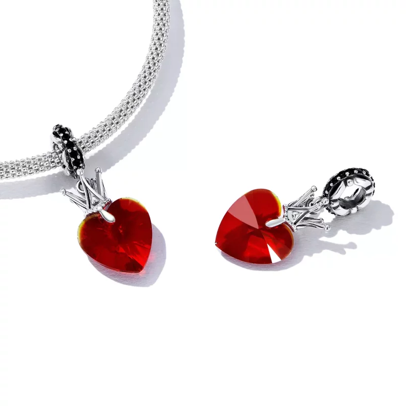 (imagen para) Pendiente colgante estilo Pandora con corazón y corona - SCC2247 - Ver 4