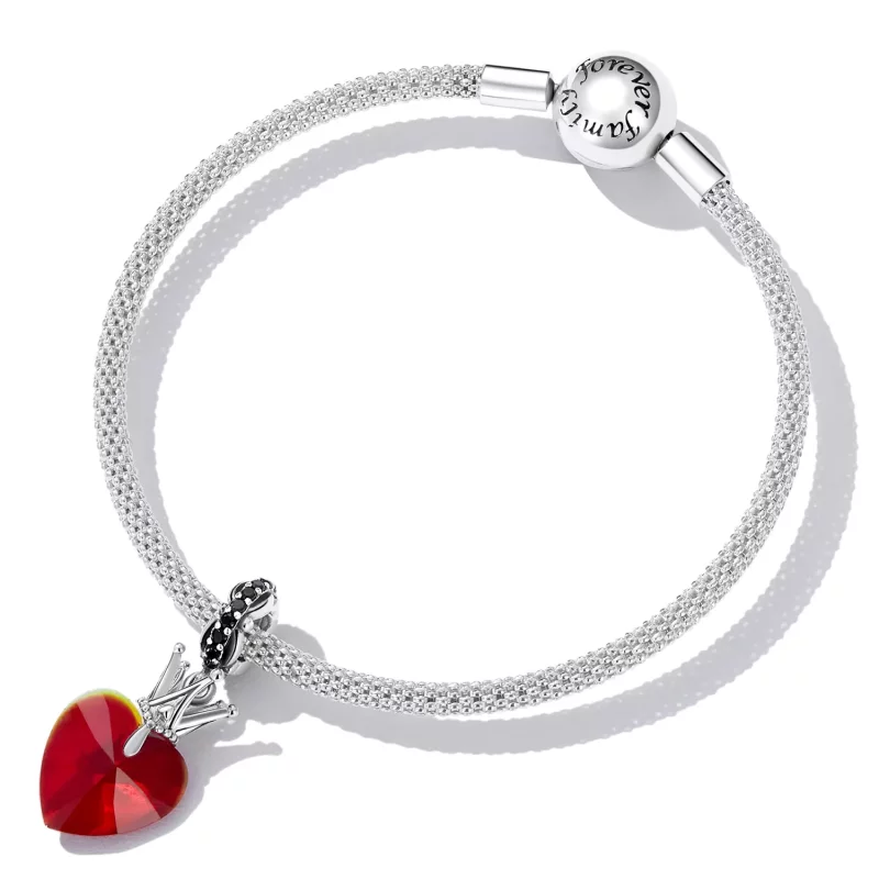 (imagen para) Pendiente colgante estilo Pandora con corazón y corona - SCC2247 - Ver 5