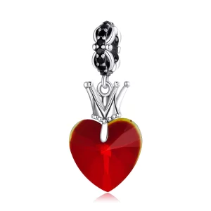 Pendiente colgante estilo Pandora con corazón y corona - SCC2247 (imagen para) Pendiente colgante estilo Pandora con corazón y corona - SCC2247