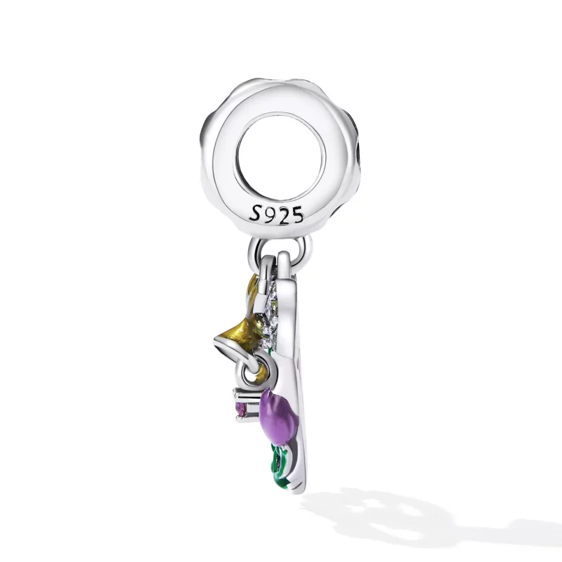 (imagen para) Pendiente colgante estilo Pandora con flores de amor en diseño abierto - SCC2249 - Ver 3