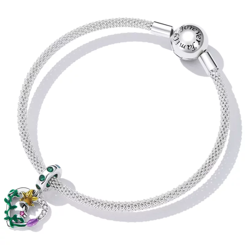 (imagen para) Pendiente colgante estilo Pandora con flores de amor en diseño abierto - SCC2249 - Ver 5