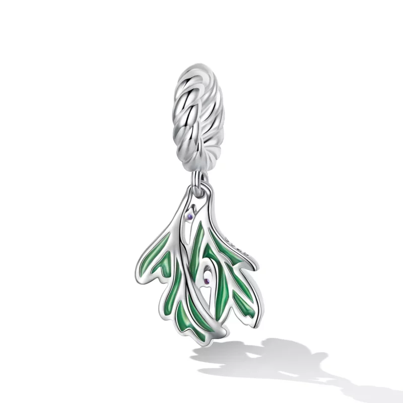 (imagen para) Pendiente colgante estilo Pandora con hojas frescas - SCC2295 - Ver 2