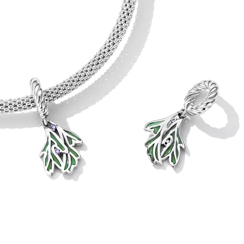 (imagen para) Pendiente colgante estilo Pandora con hojas frescas - SCC2295 - Ver 4