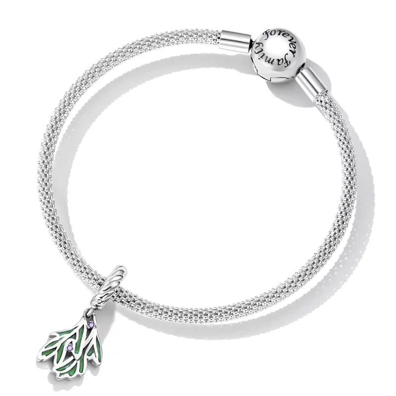 (imagen para) Pendiente colgante estilo Pandora con hojas frescas - SCC2295 - Ver 5