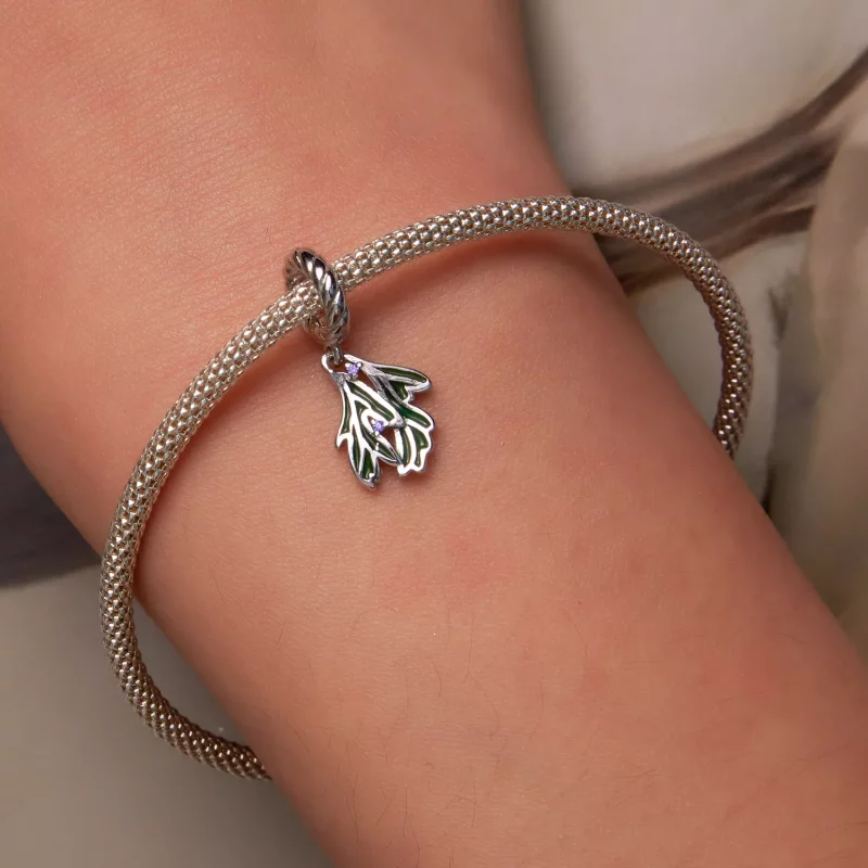 (imagen para) Pendiente colgante estilo Pandora con hojas frescas - SCC2295 - Ver 6