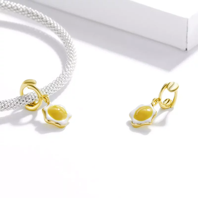 (imagen para) Pendiente colgante estilo Pandora con huevos escalfados - BSC350 - Ver 3