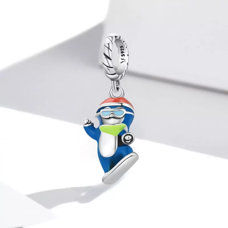 (imagen para) Pendiente colgante estilo Pandora con pingüino de esquí - SCC2003 - Ver 2
