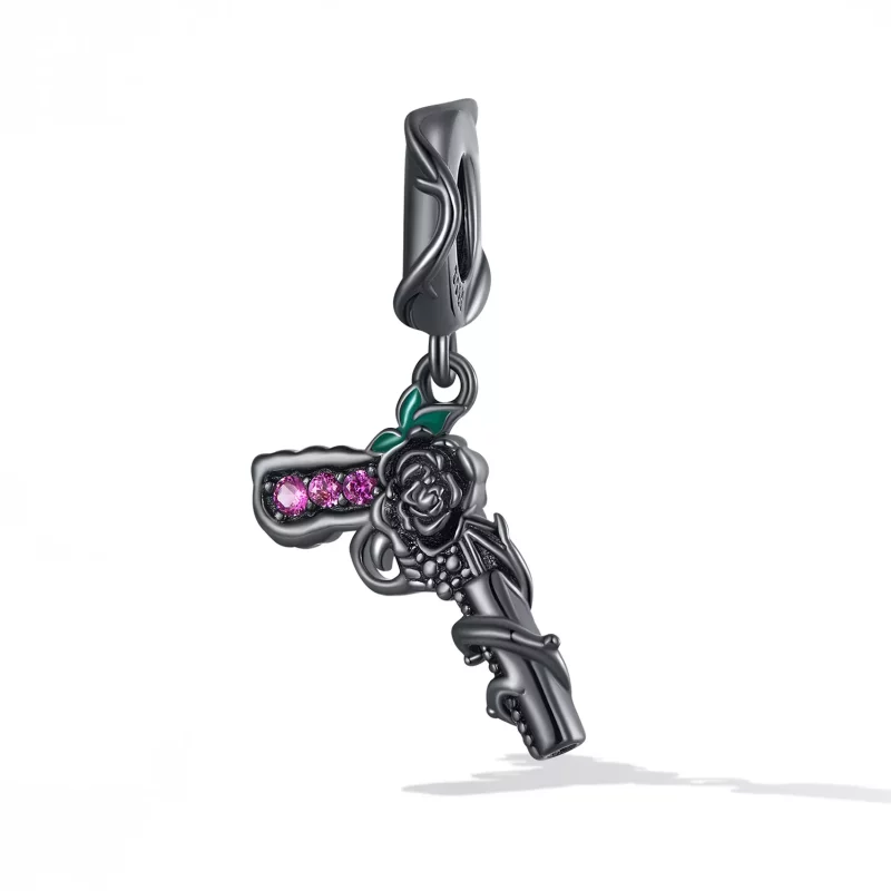(imagen para) Pendiente colgante estilo Pandora con pistola rosa - SCC2241 - Ver 2