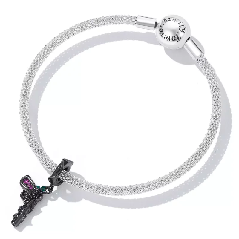 (imagen para) Pendiente colgante estilo Pandora con pistola rosa - SCC2241 - Ver 5