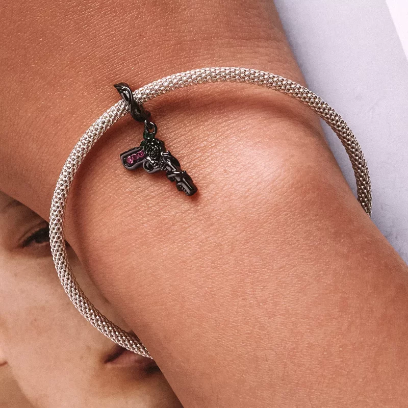 (imagen para) Pendiente colgante estilo Pandora con pistola rosa - SCC2241 - Ver 6