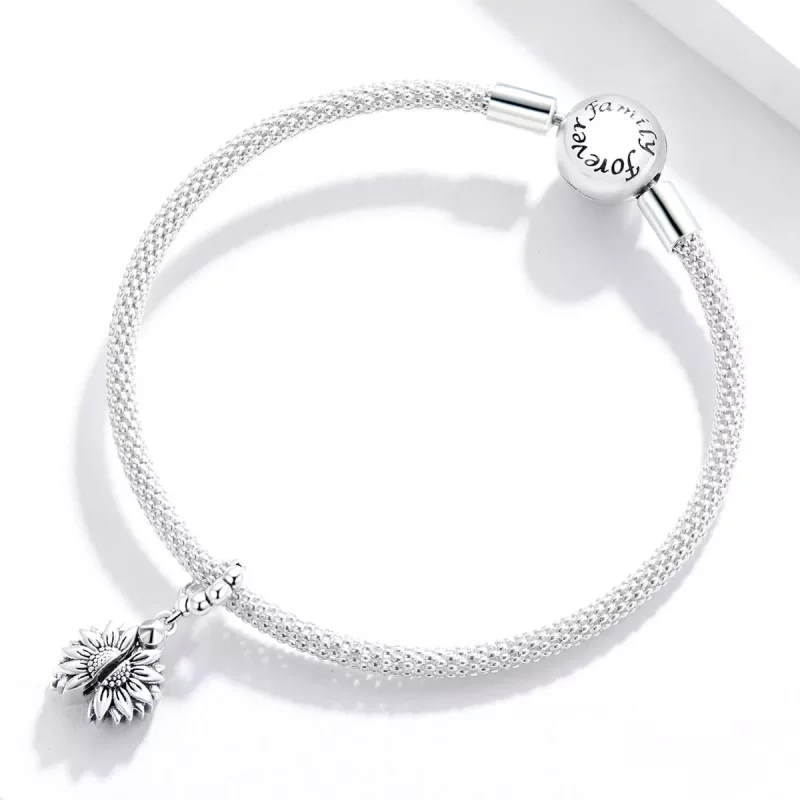 (imagen para) Pendiente colgante estilo Pandora con una sonriente margarita - SCC1661 - Ver 3