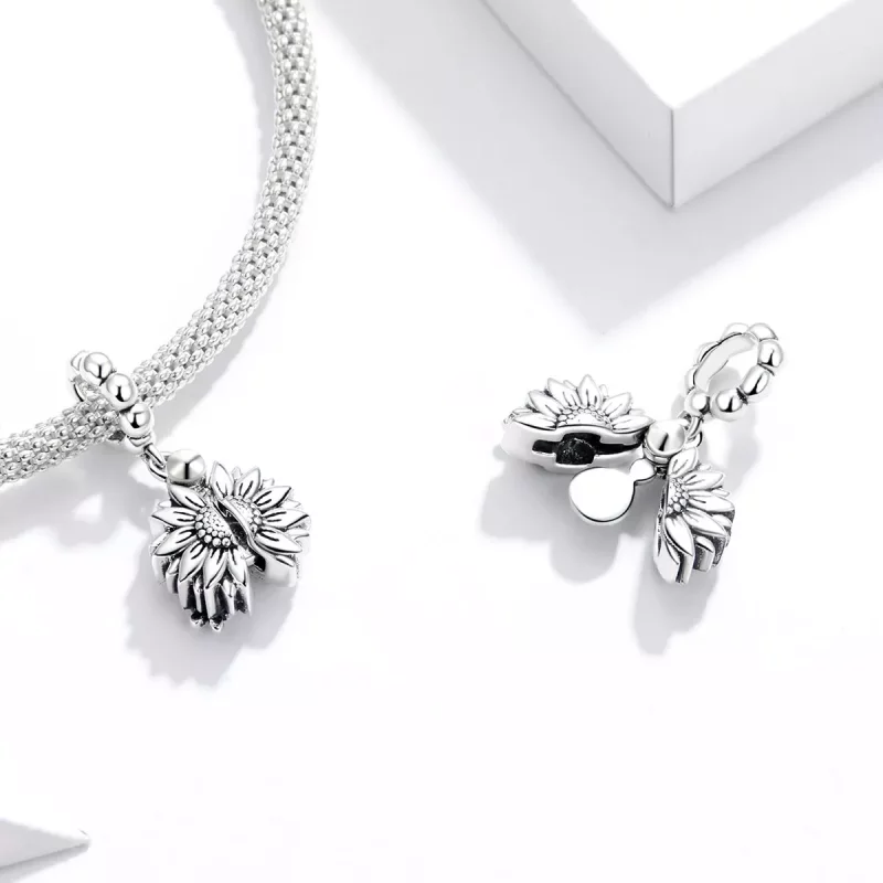 (imagen para) Pendiente colgante estilo Pandora con una sonriente margarita - SCC1661 - Ver 4